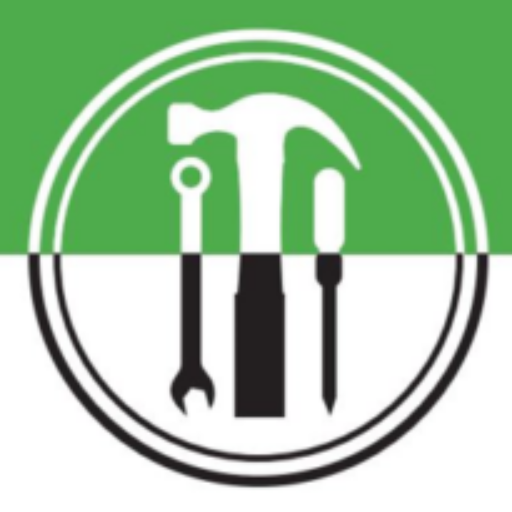 Logo Küchen-am-Walberla.de Logo Küchen-am-Walberla.de Küchenwerkstatt Hübschmann - Werkzeug auf grünem und weißem Hintergrund